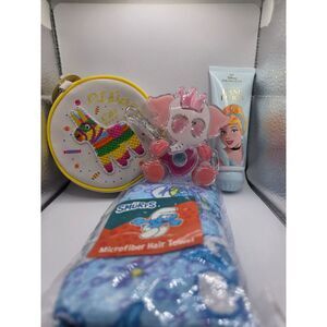 Beauty Bundle -Elephant Lip Gloss,Princess Lotion, Hair Towel &Bag w/2 Lip gloss